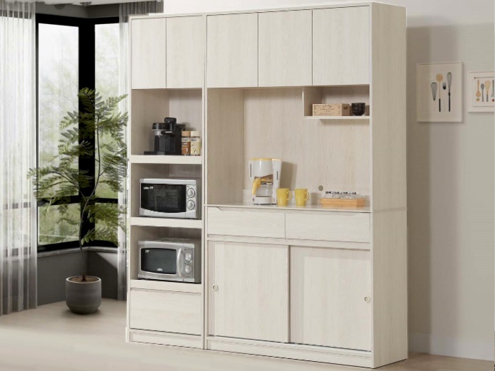 台中家具公司推薦首選｜大豐收傢俱－大雅家具採購－奶油白榆木餐櫃